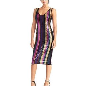 Sparkly Multicolored Sequin stripe Rachel dress perfect for ‘70’s party /Vegas!